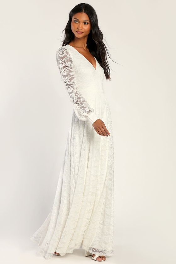 long sleeve lace maxi dress